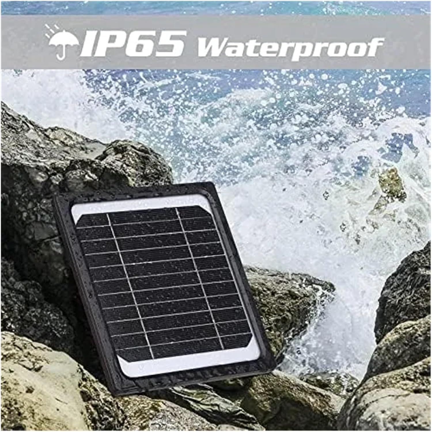 トレイルカメラソーラーパネル、12V太陽電池キット内蔵5200mAh充電式バッテリー、ゲームカメラ用狩猟アクセサリーIP65 - 長 【ロッキープールフラワーファウンテンミニチュアフローティング】