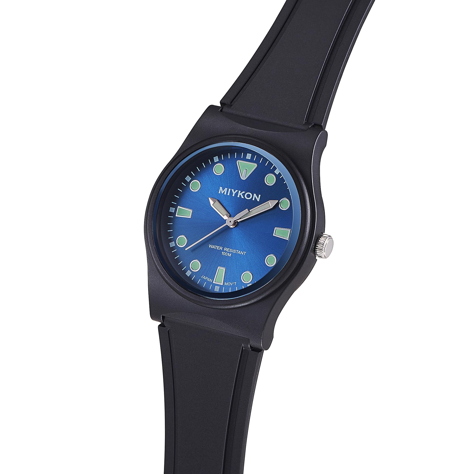 Miykon Montre étanche pour homme | Montre analogique décontractée noire facile à lire | Résine légère et résistante aux chocs, aiguilles et trotteuse lumineuses, quartz japonais avec autonomie de 4