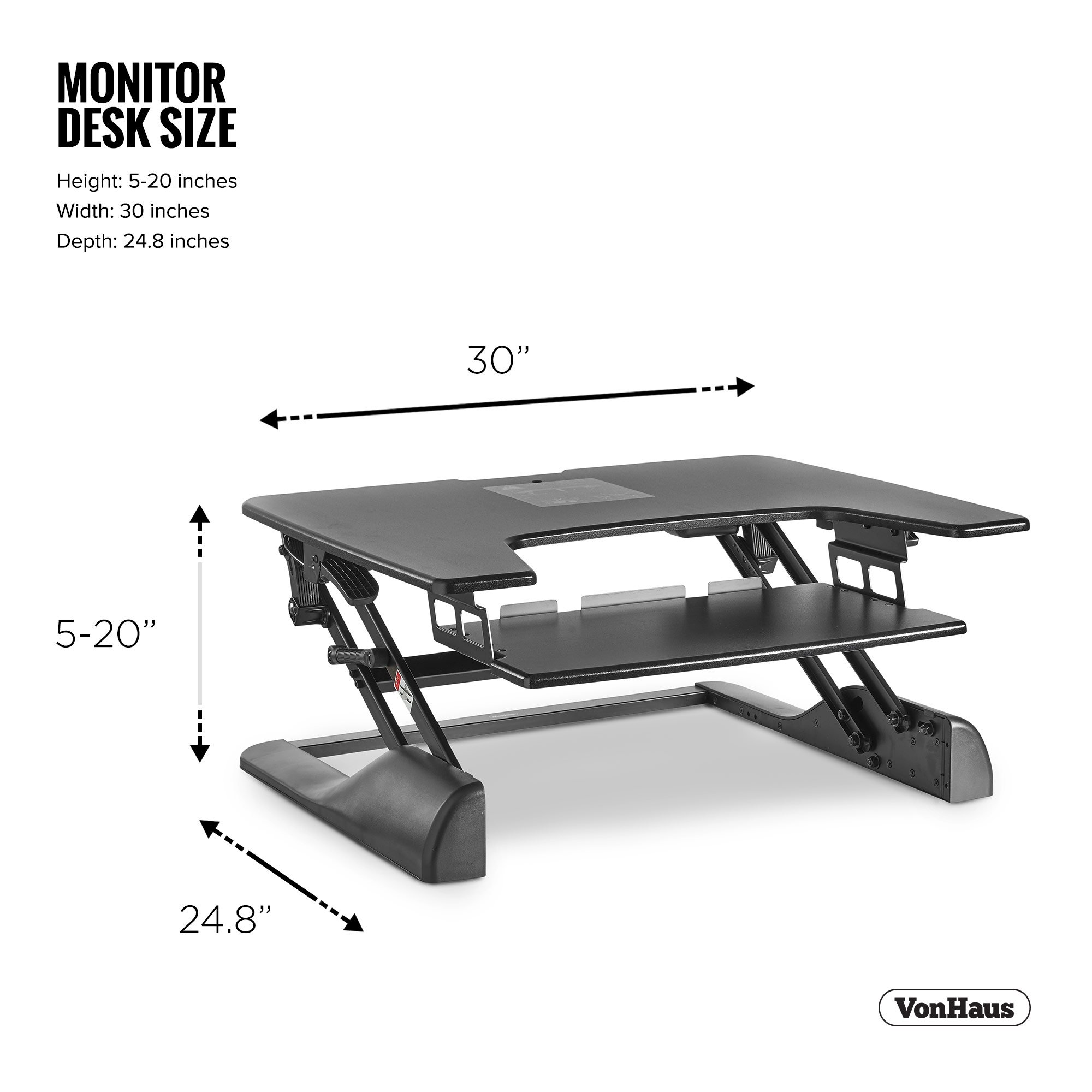 VonHaus Sit Stand Desk Height Adjustable Sitting Standing Workstation