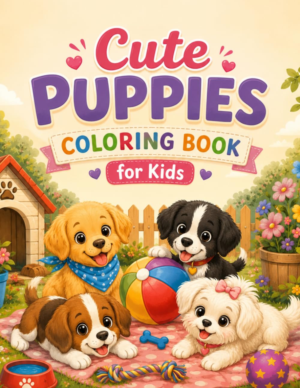 Cute Puppies Coloring Book for Kids: Adorable Puppy Adventures with Playful Dogs, Sweet Scenes, and Fun Designs for Boys and Girls Ages 4-10