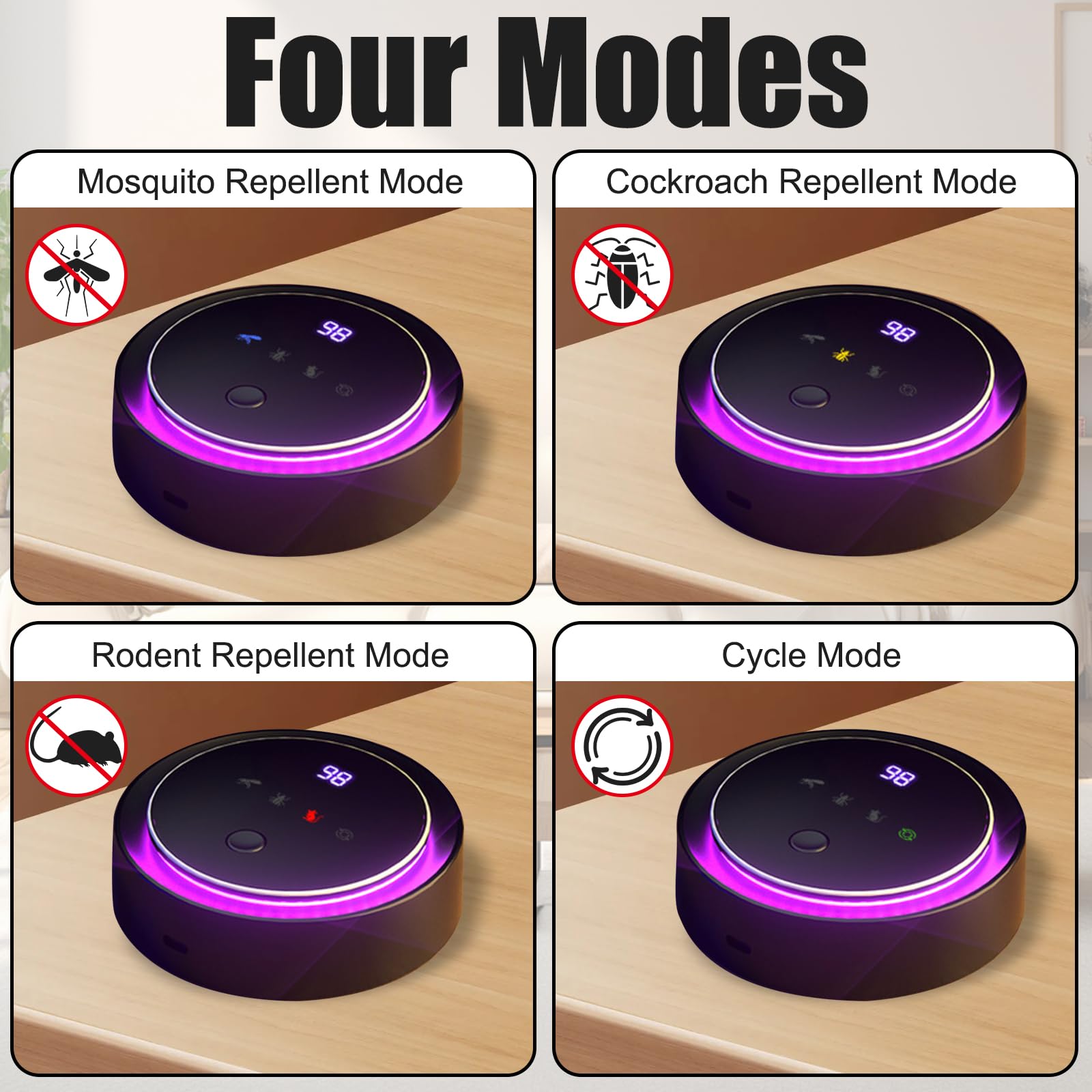OBEST Répulsif à Ultrasons pour Souris,Couverture Ultrasonique à 360°,Répulsif Anti-Moustiques Intelligent Portable,Peut Repousser Souris,Cafards,Convient aux Cours,Entrepôts et Cuisines