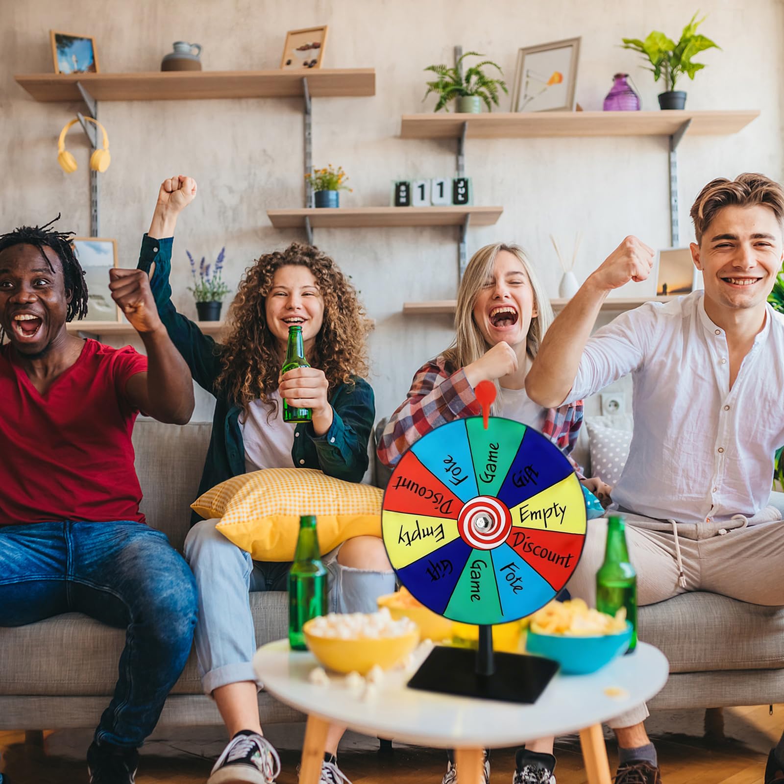 Koło szczęścia 8", 10 slotów, małe koło szczęścia do obracania | Koło szczęścia na stół ze zdejmowaną podstawką, Wheel of Fortune z markerem do promocji, rabatów i przyborów edukacyjnych