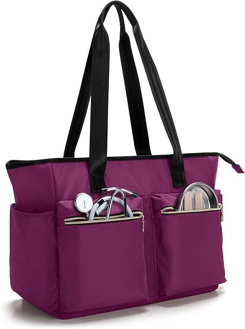 Damero Nurse Tote Bag, Nurse Work Bag with Laptop Sleeve and Pockets for Nursing Students, Medical Supplies and More, Maroon
