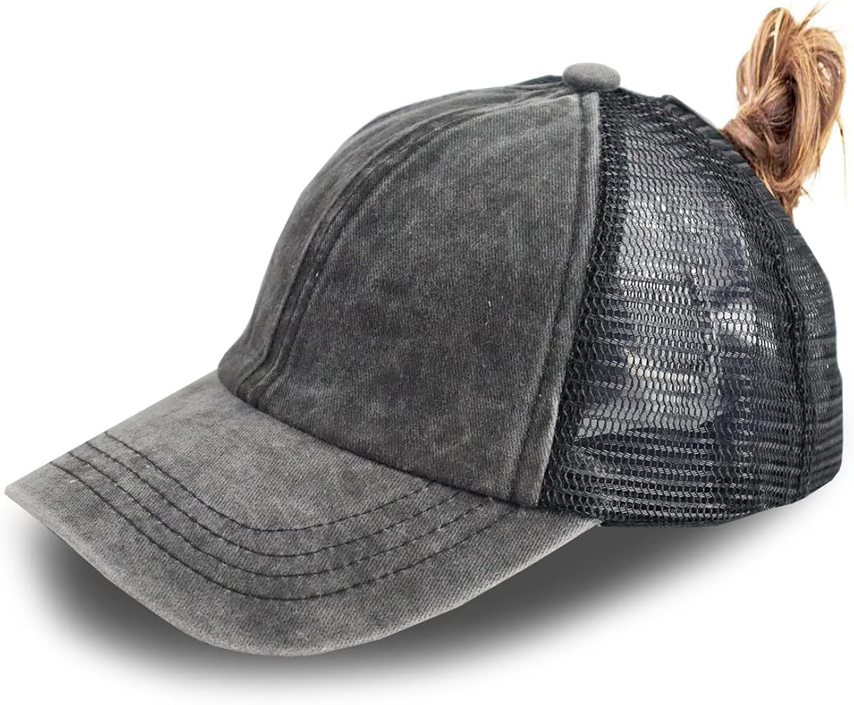 KKMKSHHG Toddler Ponytail Baseball Hat, Kids Girls Distressed Washed Adjustable Caps for Children 3-10 Years Black : Clothing, Shoes & Jewelry