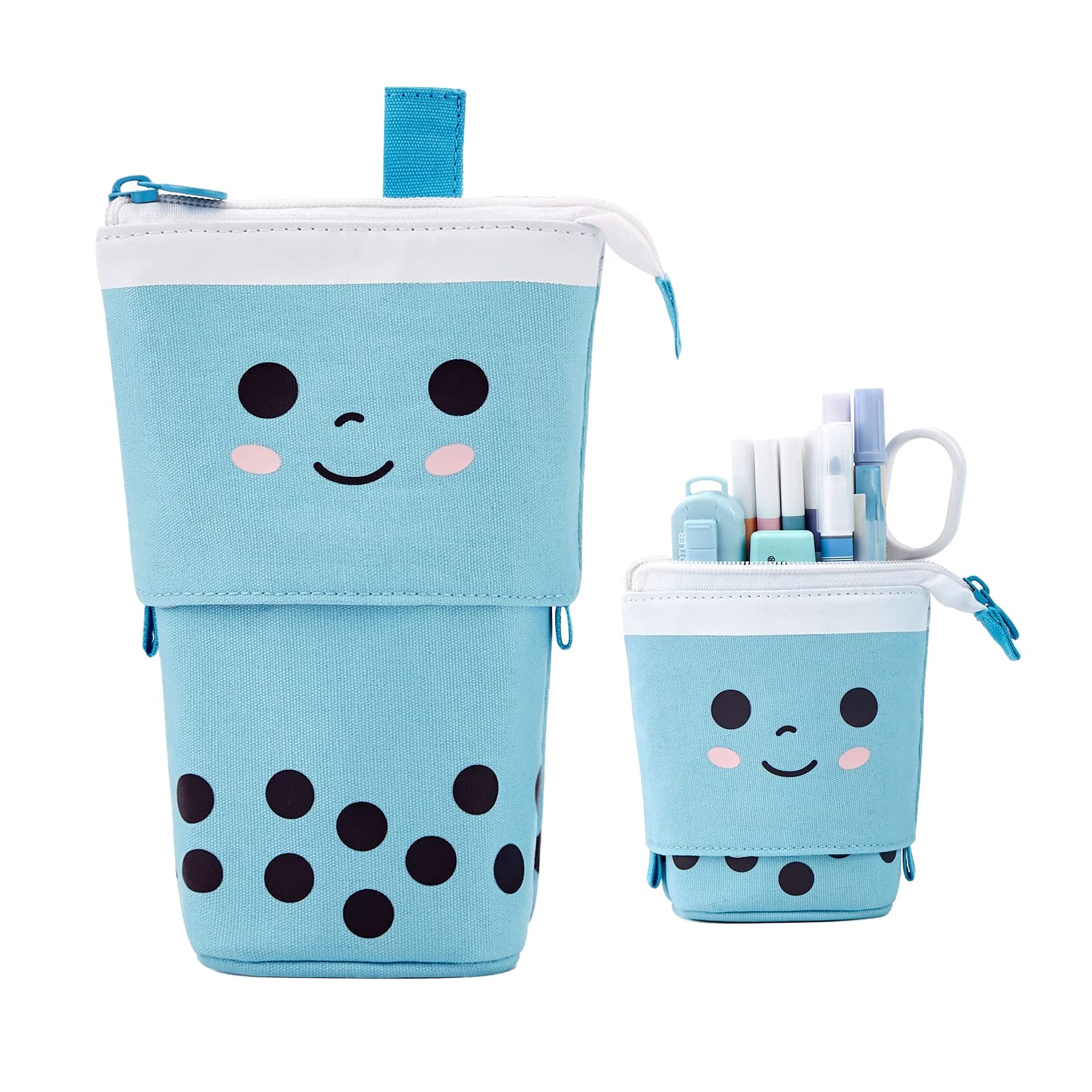 YeahBoom 2-in-1 Telescopic Pencil Case for Girls Kids, Teens, Students and Adults, Velvet Milk Tea, thé au Lait, /