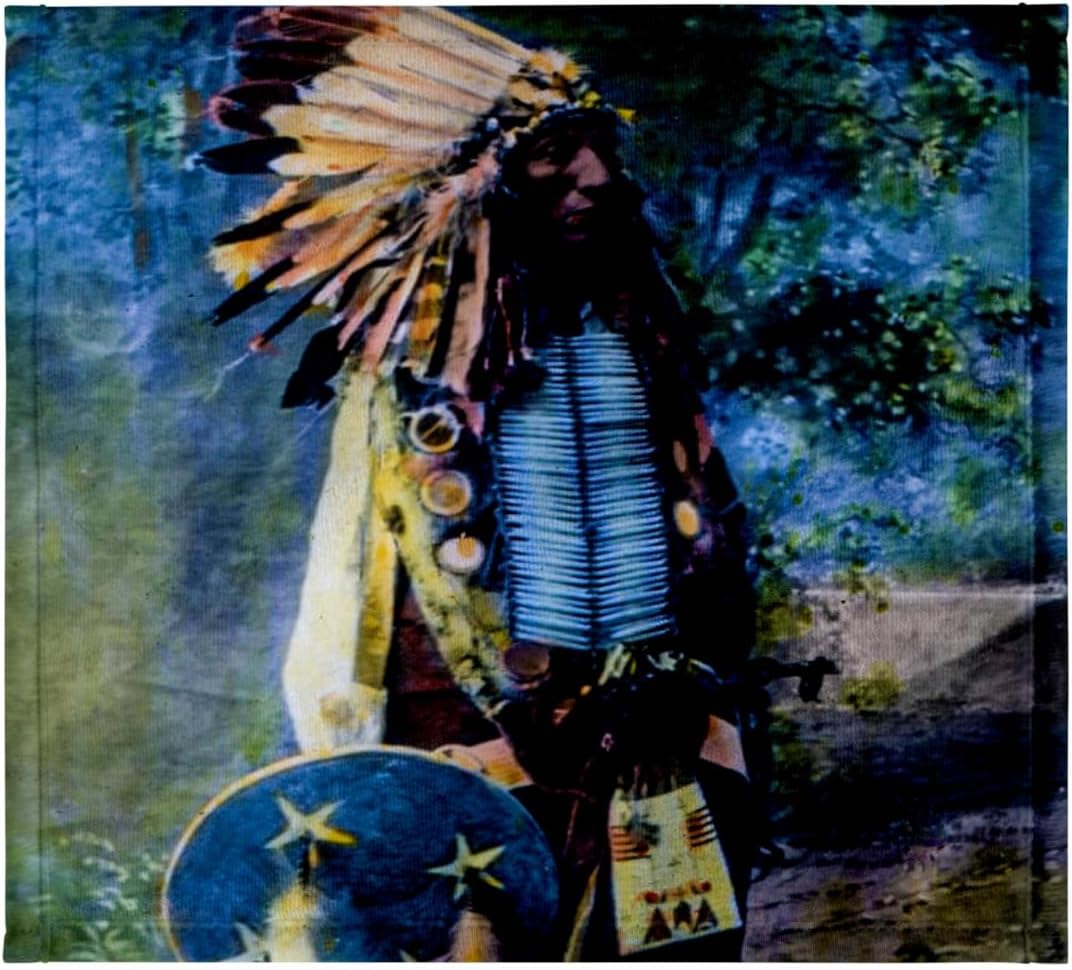 3dRose Vintage Magic Lantern Native American Indian Sioux Chief Hand Colored 22x30 Bath Hand Pool Towel