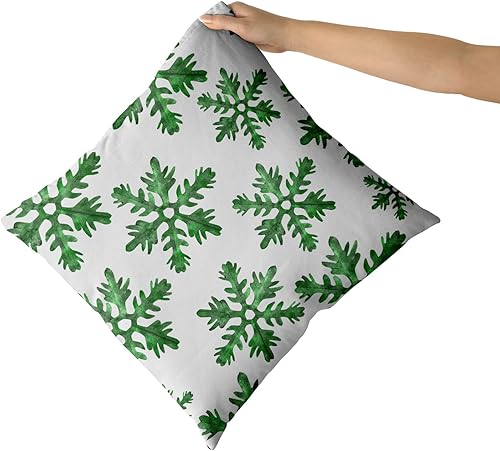 Miniatura 8 de aportt Juego de 2 fundas de almohada de invierno de copos de nieve verdes de 16 x 16 pulgadas, juego de 2 fundas de almohada blancas de Navidad con