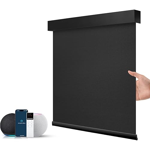 ZSTARR Motorized Smart Blind for Window with Remote Control, Automatic Blackout Roller Shade Customizable Size,with Valance Child Safety Rechargeable Battery Blinds (Full Blackout Black)