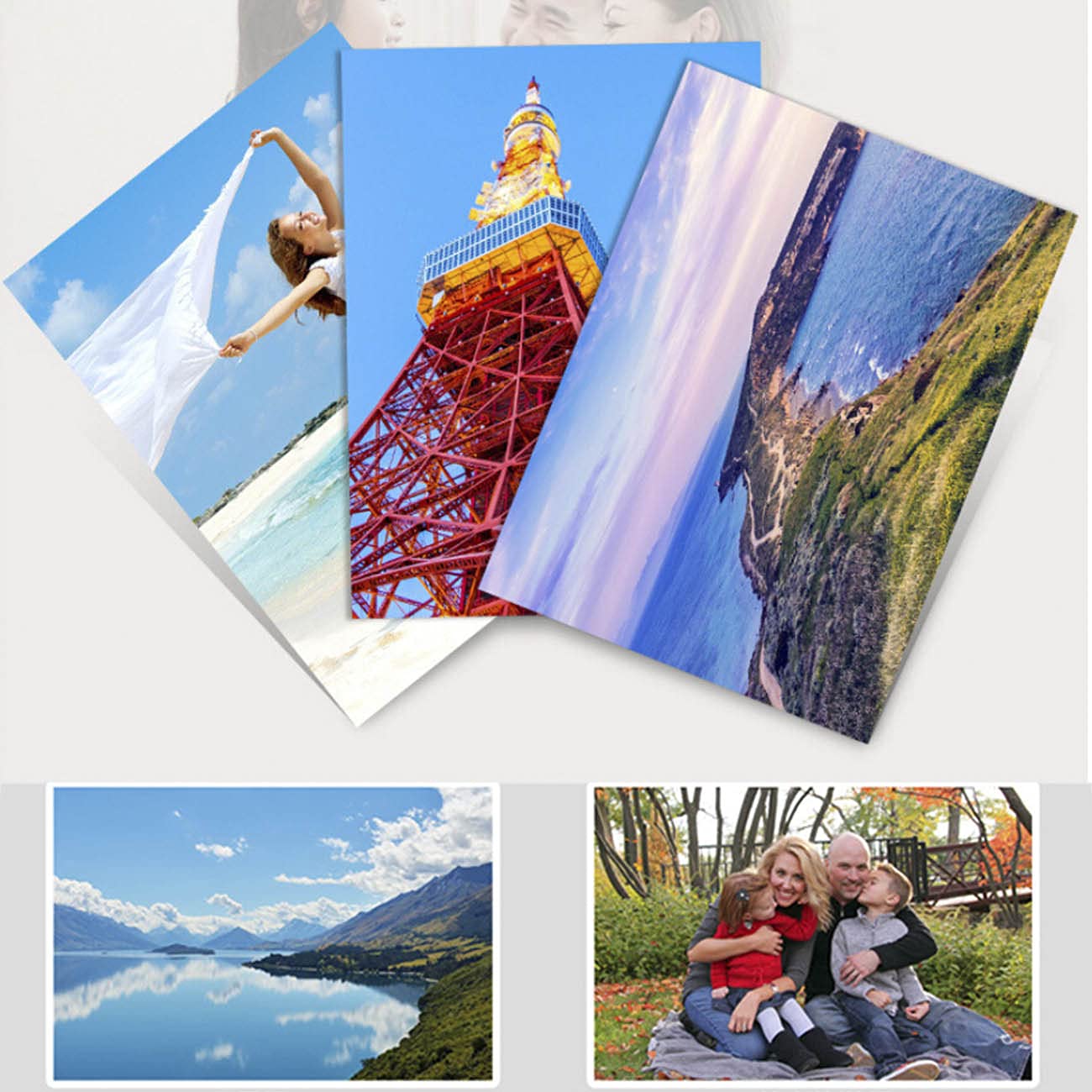 100 hojas de papel fotográfico de alta calidad de alto brillo, 6 x 8 pulgadas, 200 g/m², papel fotográfico blanco profesional impermeable, para impresoras de inyección de tinta