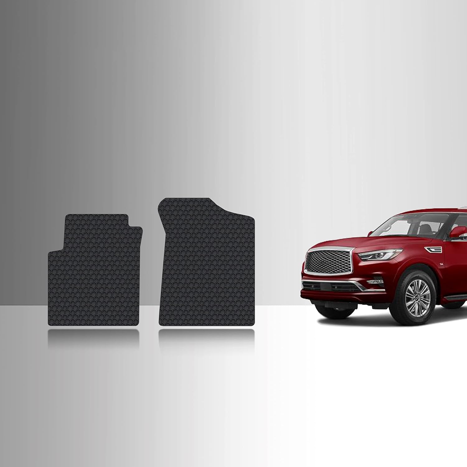 TOUGHPRO Floor Mats Accessories (Front Row Set) for Infiniti QX80 All Weather Heavy Duty (Made in USA) Black Rubber 2014 2015 2016 2017 2018 2019 2020 2021 2022 2023 2024