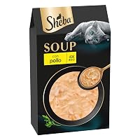 Busta di cibo umido per gatti adulti SHEBA Soup con Pollo, confezione da 40 (10x4x40g)