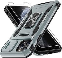 Vista 18 de DEERLAMN Funda para iPhone Air de 6.5 pulgadas con cubierta deslizante para cámara + protector de pantalla (2 paquetes), soporte de anillo giratorio