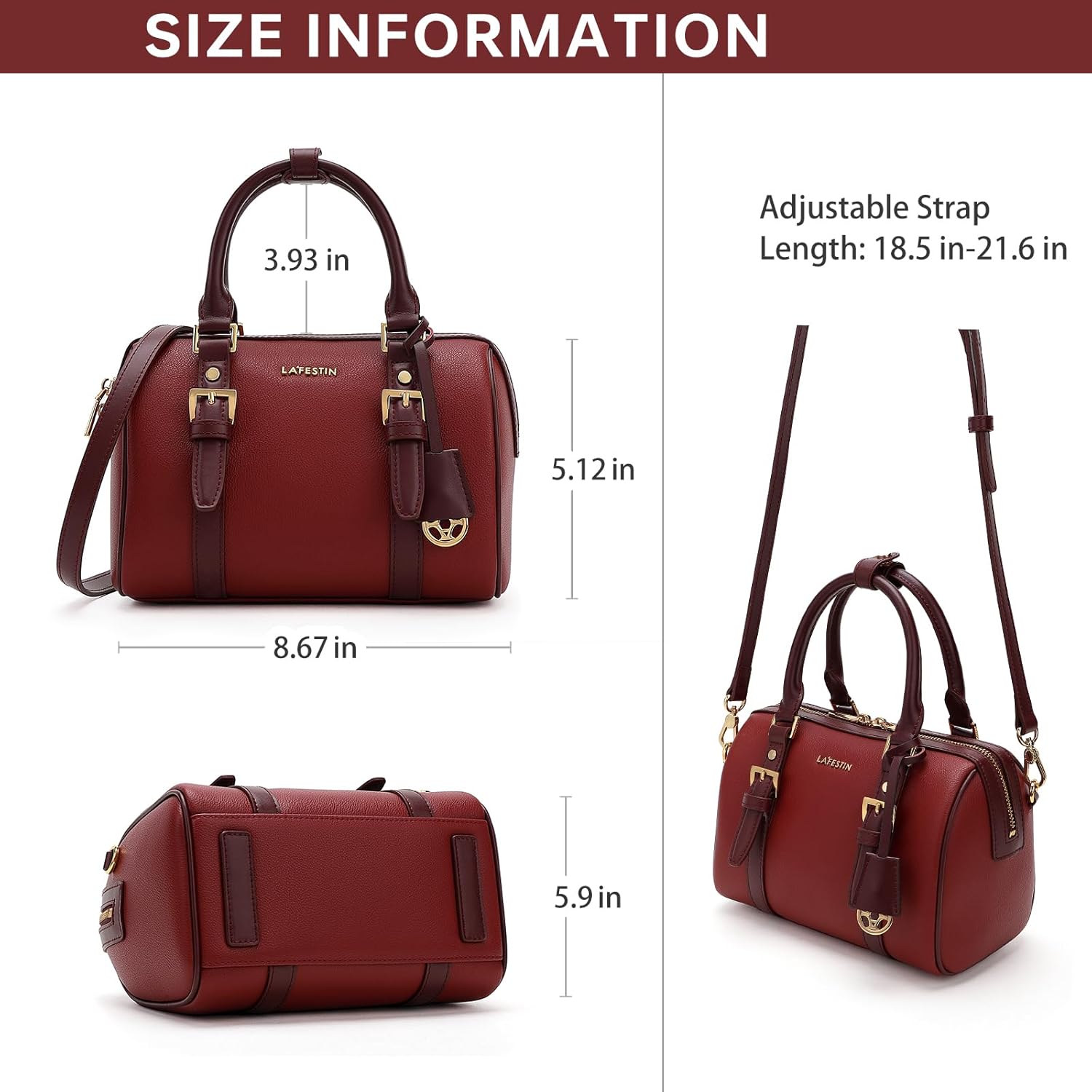 LA FESTIN Top Handle Purse Stylish Handbag Crossbody Satchel Barrel Bag with Adjustable Strap for Daily Travel - Image 3