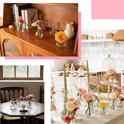 Miniatura 5 de 28 jarrones transparentes para capullos al por mayor, jarrón pequeño de vidrio para centros de mesa, juego de mini jarrones para capullos para