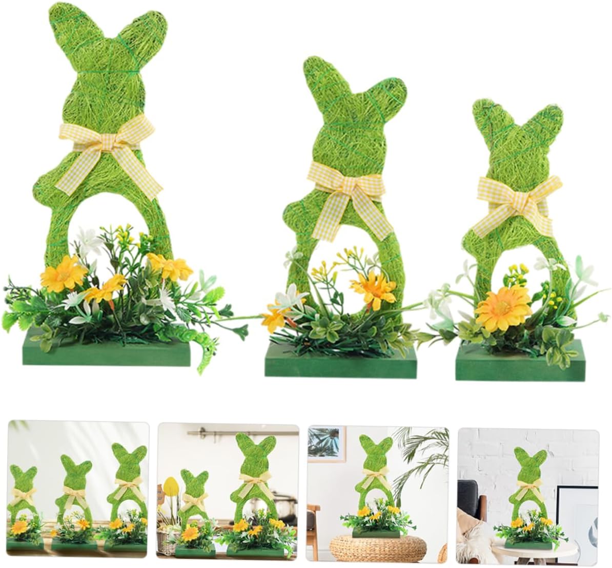 3Pcs Easter Bunny Wooden Tabletop Decor Spring Home Decoration Cute Bunny Figurines for Easter Parties Farmhouse Style Craftsmanship for Festive Atmosphere