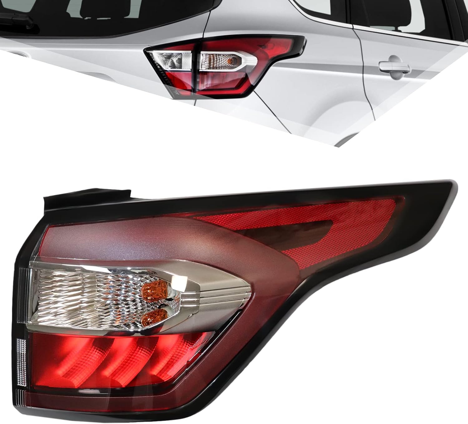Tail Lights Rear Brake Lamps, Halogen Outer Tail Lights, For 2017 2018 2019 Ford Escape Kuga (Passenger Side)