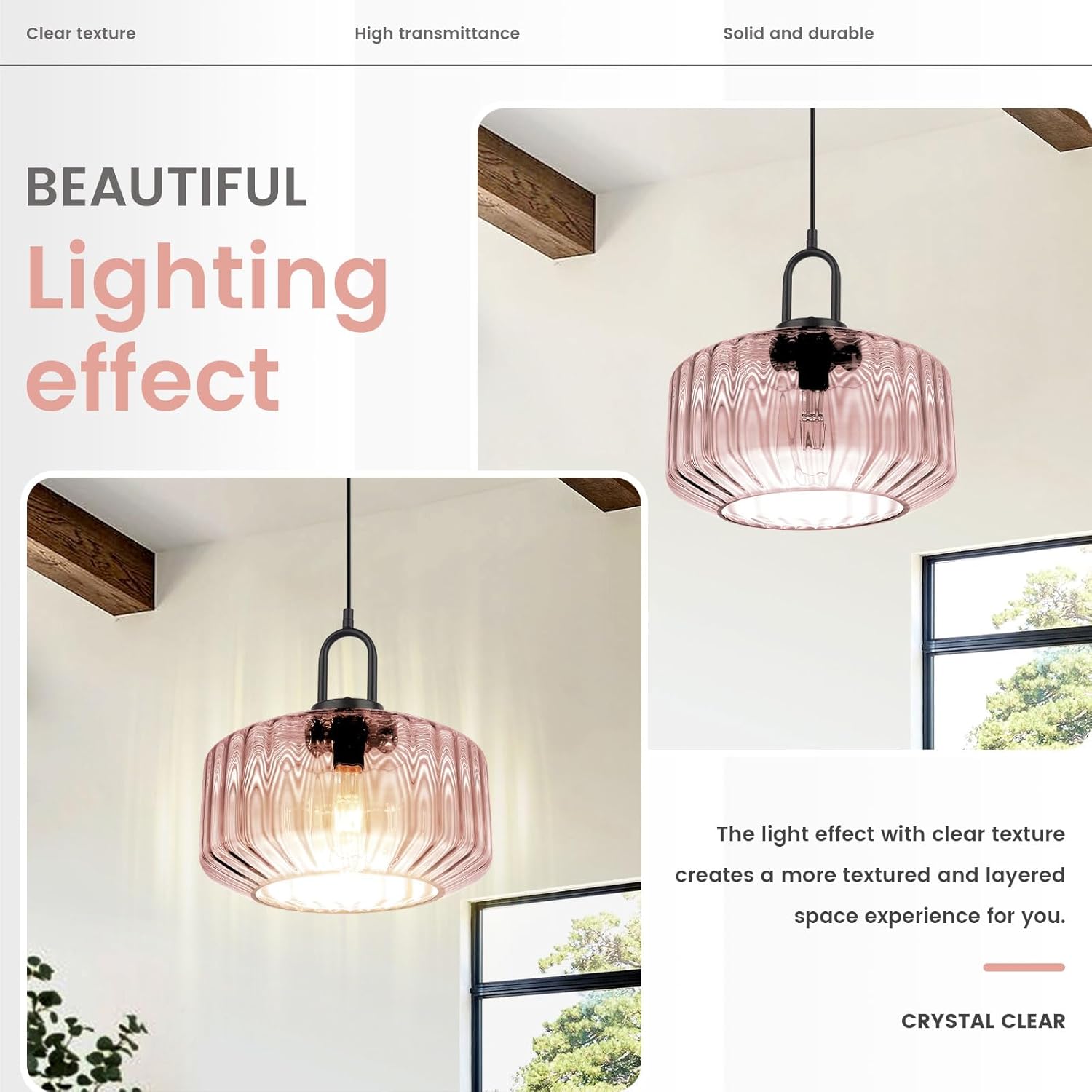 Large Glass Pendant Lights Fixture Mid Century Modern Pendant Lighting Pink Globe Shade Adjustable Cord Pendant Light Vintage Ceiling Hanging Lights for Dining Room Kitchen Island