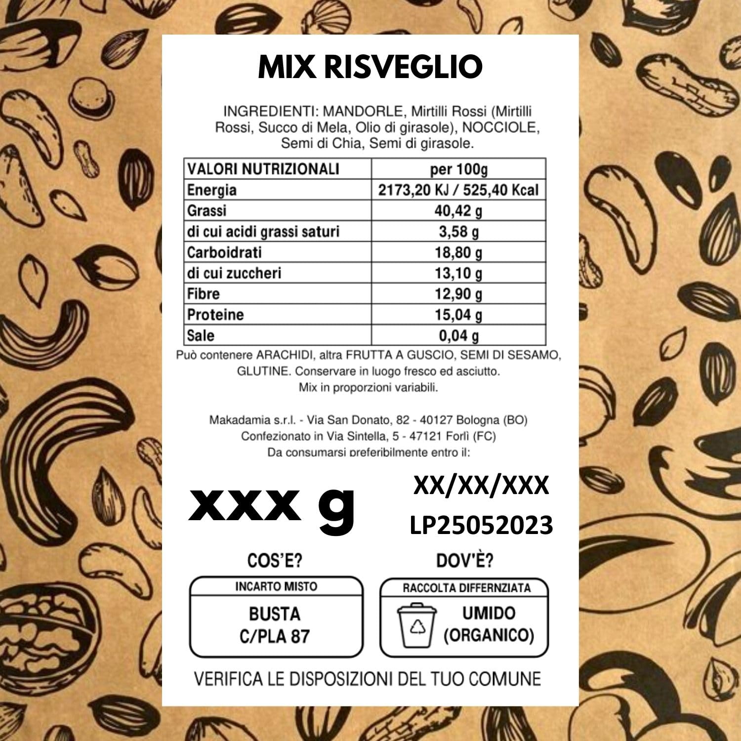 Makadamia - Bundle Benessere BS 230g - Care Mix, Mix Risveglio, Mix Wellness, Porta Snack