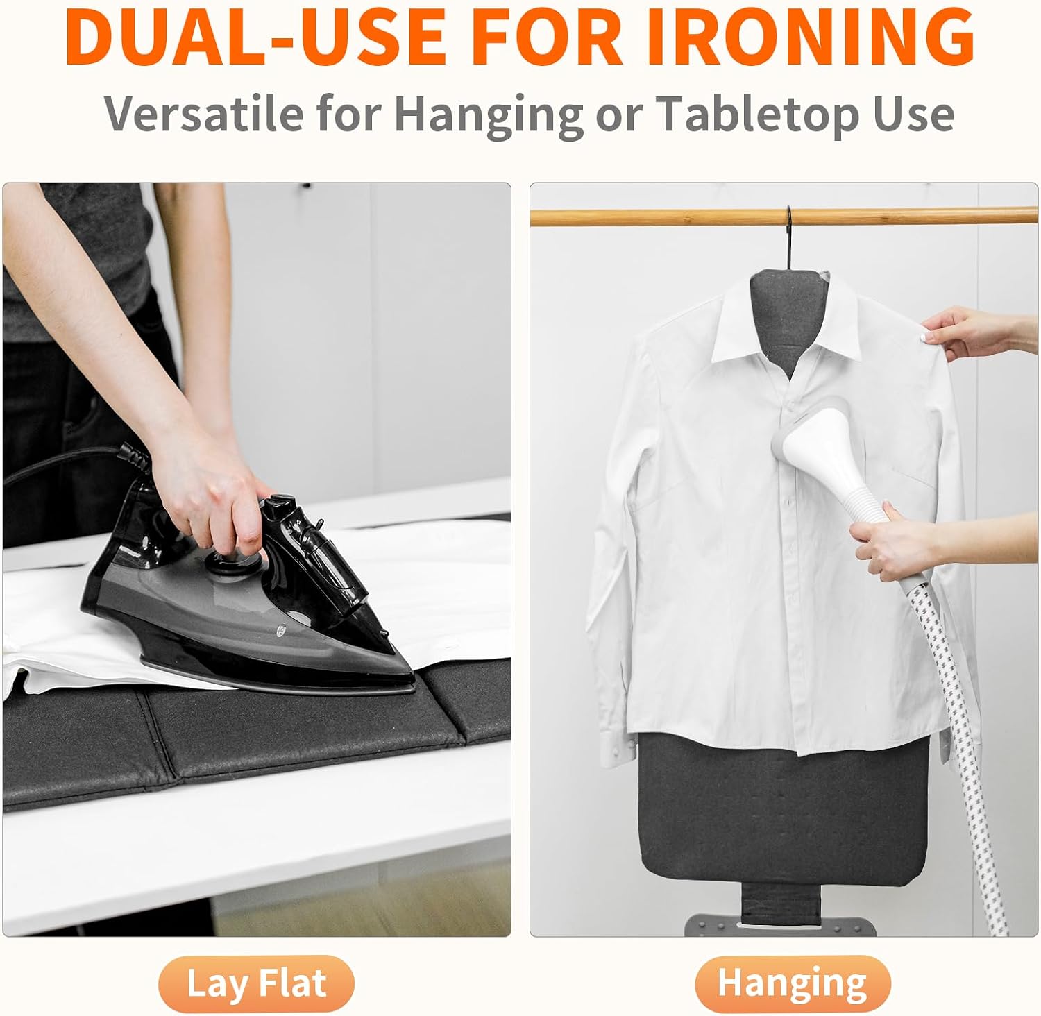 Foldable Steamer Board for Clothes, 35.62x15.75inches Ironing Mat with Silicone Iron Pad, Portable Steamer Pad for Steaming Clothes, Black image 2