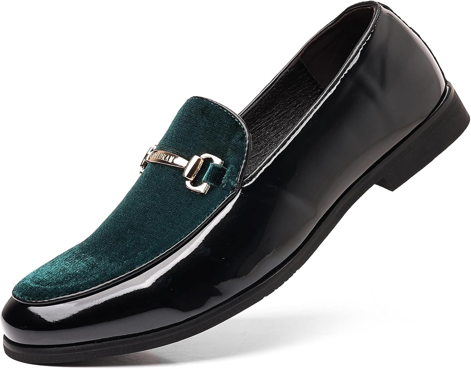 COSIDRAM Men's Casual Shoes Fashion Velvet Patent Leather Loafers Classic Gold Buckle Business Party Shoes