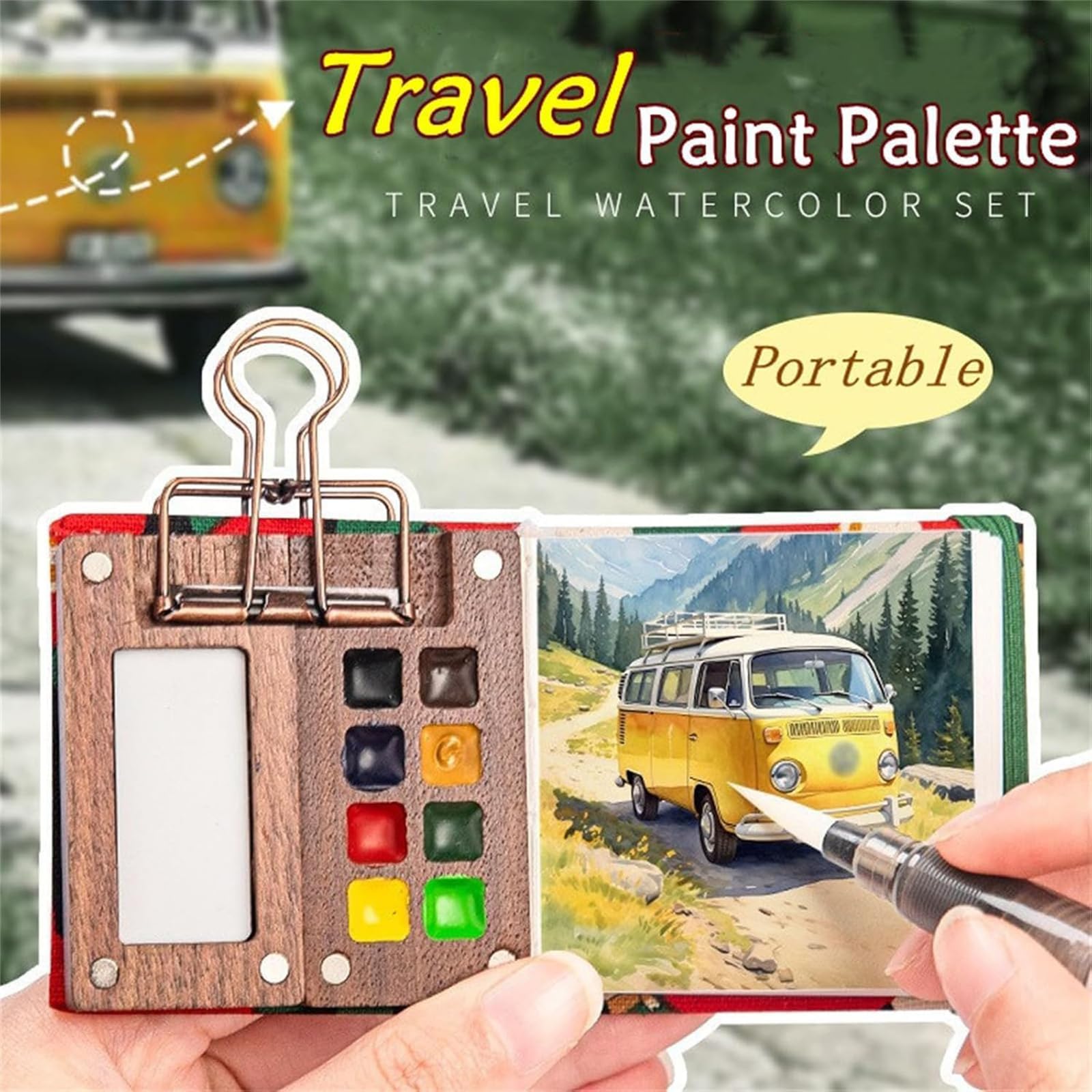 Tobios Kit D'aquarelle De Poche Tobios - Mini Boîte D'aquarelle - En Bois - Format De Poche - Amovible - Pour Artiste De Poche - Palette Aquarelle (acrylique 15 Grilles