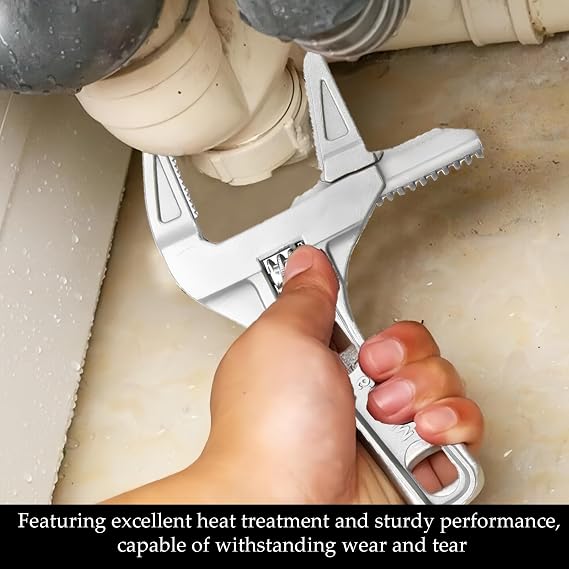 Adjustable Spanner Wrench,6-68mm Wide Jaw Opening Plumbing Spanner,Pipe Wrench,200mm Aluminum Alloy Plumbers Wrenches,Nut Key Hand Tool for Bathroom,Washbasin Tube