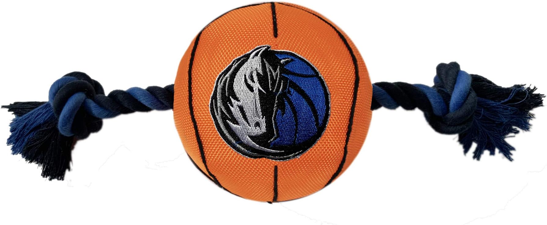 Pets First NBA Dallas Mavericks Basketball Toy. - Tough Nylon Pet Toy with Tug Ropes & Inner Squeaker, One Size, MAV-3105