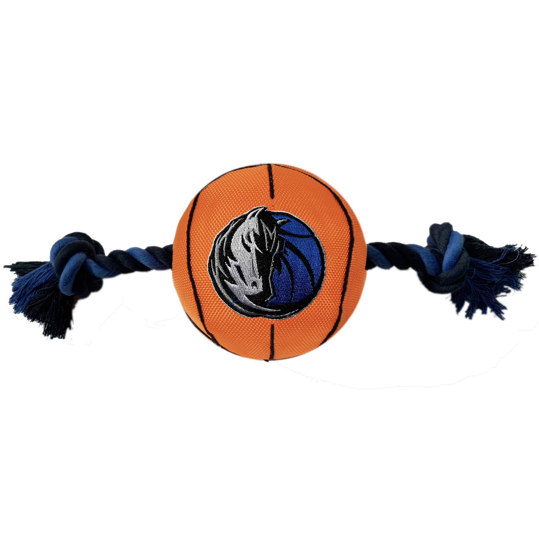 Pets First NBA Dallas Mavericks Basketball Toy. - Tough Nylon Pet Toy with Tug Ropes & Inner Squeaker, One Size, MAV-3105