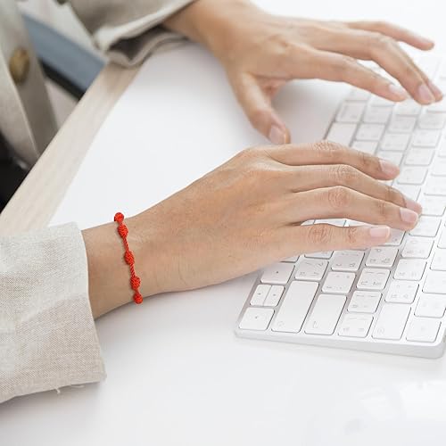 Miniatura 5 de Paquete de 6 pulseras ajustables de protección de cordón rojo, hechas a mano con 7 nudos para la buena suerte y evitar el mal de ojo