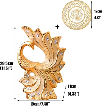 Peacock Decor Peacock Figurines Gold Abstract Sculpture Ceramic Vases for Home Decor,29.5cmX19cm