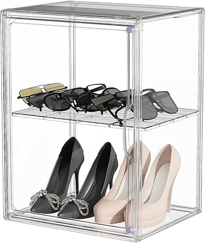 Miniatura 8 de Vitrina de acrílico transparente para almacenamiento de botas, cajas altas de plástico transparente, apilable, organizador de zapatos, para tenis,