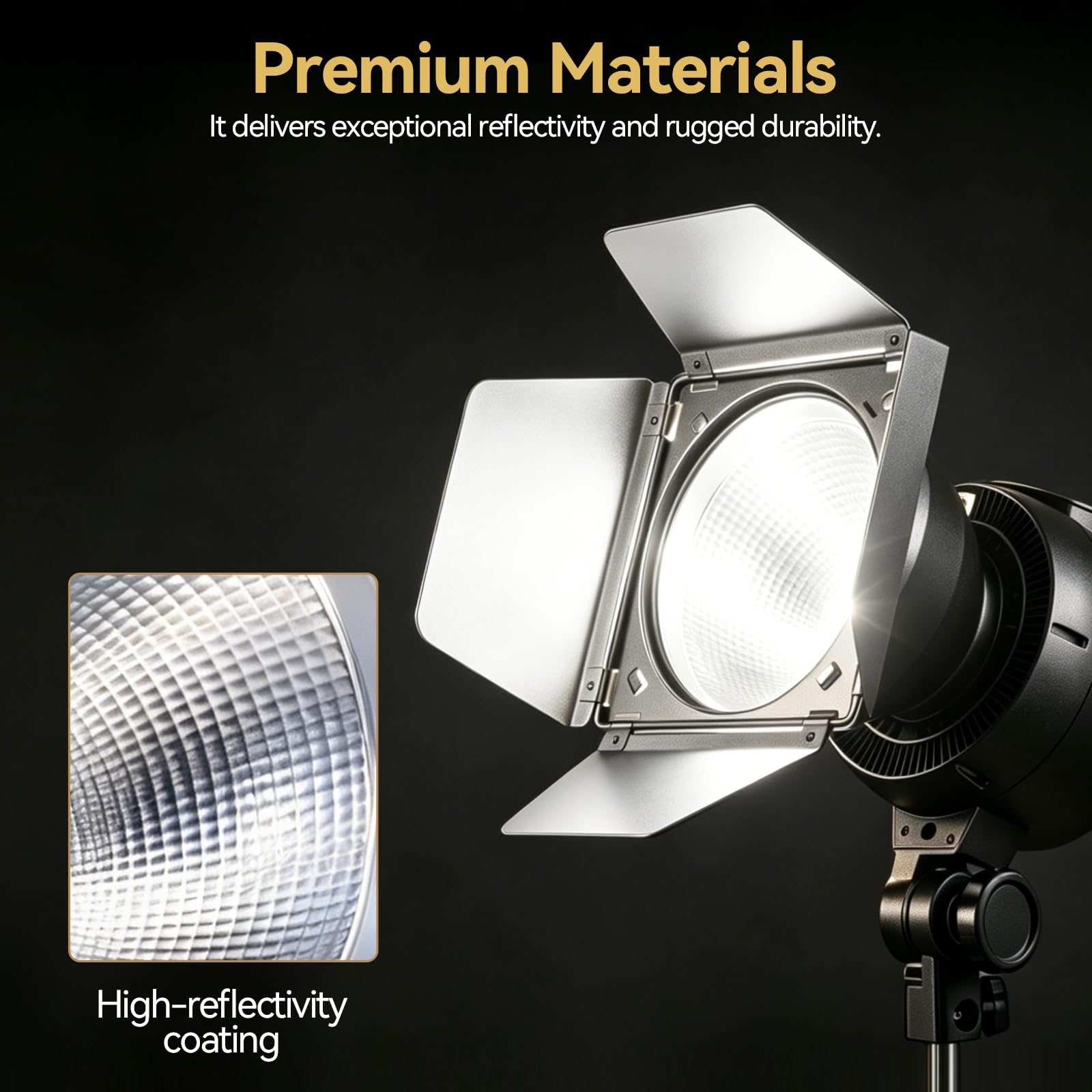 WELLMAKING Riflettore standard ad alta riflettività + porta Bowens Mount Barn con griglia a nido d'ape e 4 filtri gel colorati set modificatore luce studio per luci video LED, illuminazione