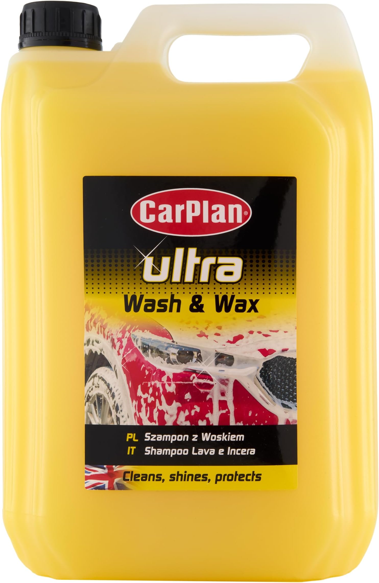 POL102 Car Wash Shampoo and Wax Protective Layer 5L Ph Neutral 5 Litre Detailing Cleaner Care Vehicle Cleaning Soap - Remove Dirt Road Grime Streak Free Showroom Shine Finish