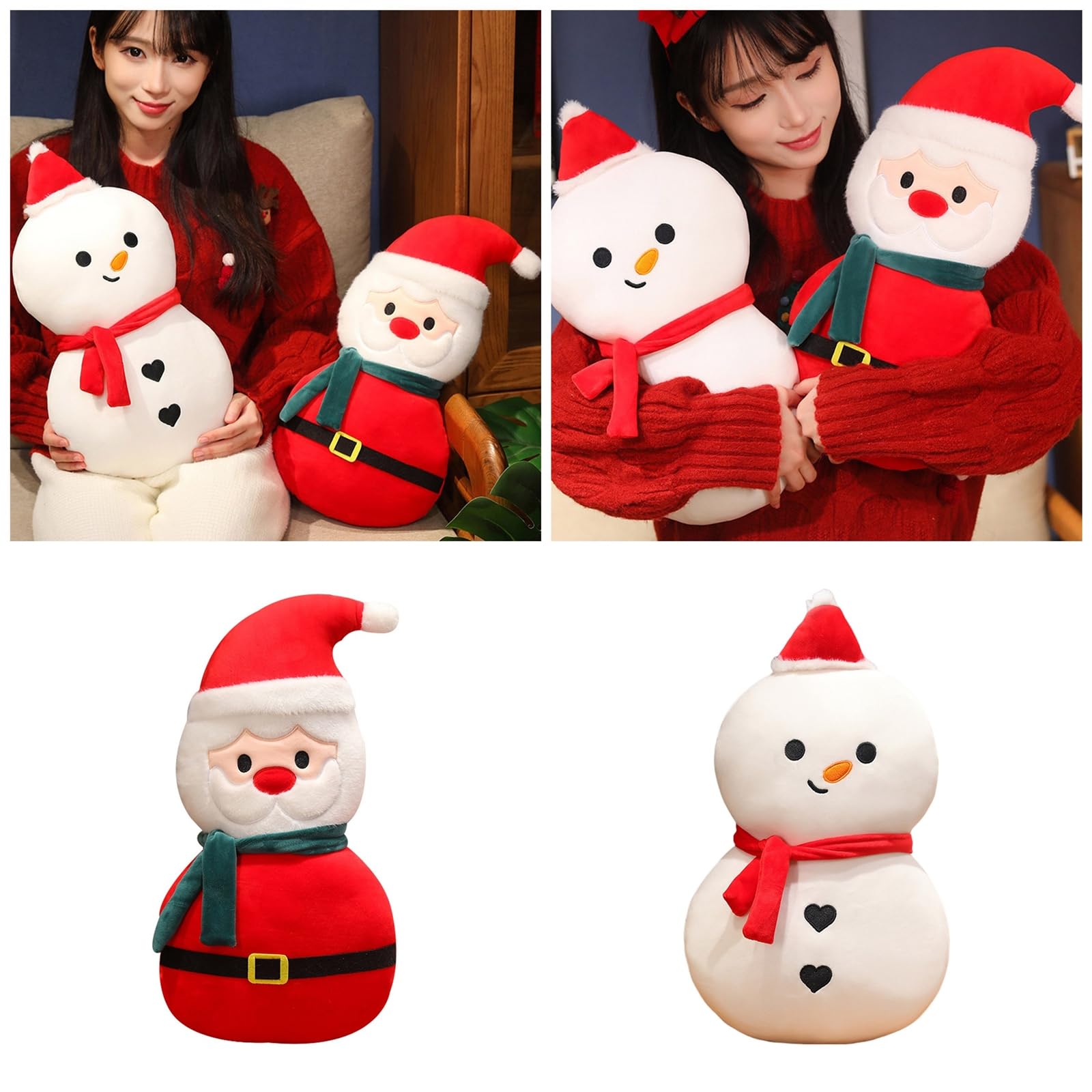 岚亭はサンタクロースの雪だるまのぬいぐるみのクリスマス装飾品を紹介します Amazon.co.jp: クリスマスクッション素敵なサンタと雪だるまの