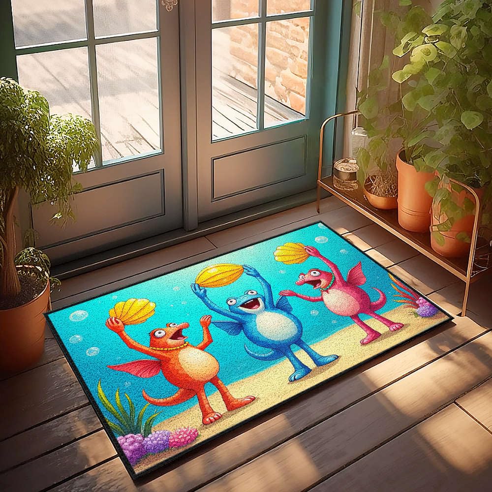 Tapis superposé créatures marines pour une décoration de porche originale