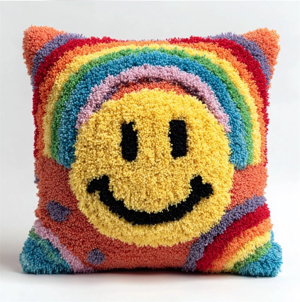 Taxpy Latch Hook Pillow Case Kits,Rainbow 17X17In