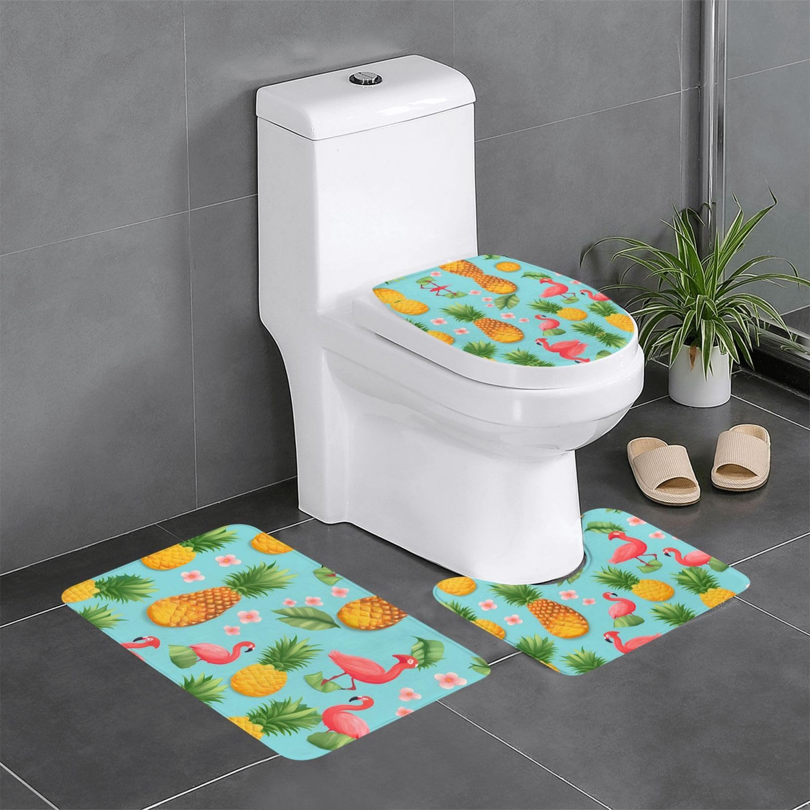 Tapis de salle de bain flamant rose et ananas pour une déco vitaminée