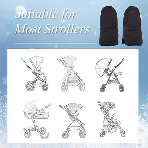 Miniatura 16 de Zsedrut Guantes universales para cochecito de invierno, anticongelante, repelentes al agua, calentador de manos, forro polar, accesorios para Verde