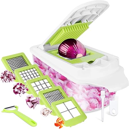 Vegetable Chopper Veggie Chopper, 12-in-1 Sedhoom Food Choppers and Dicers Hand, Onion Chopper Onion Cutter Potato Salad Fruit Apple Carrot Chopper with Container Chopper Vegetable Cutter