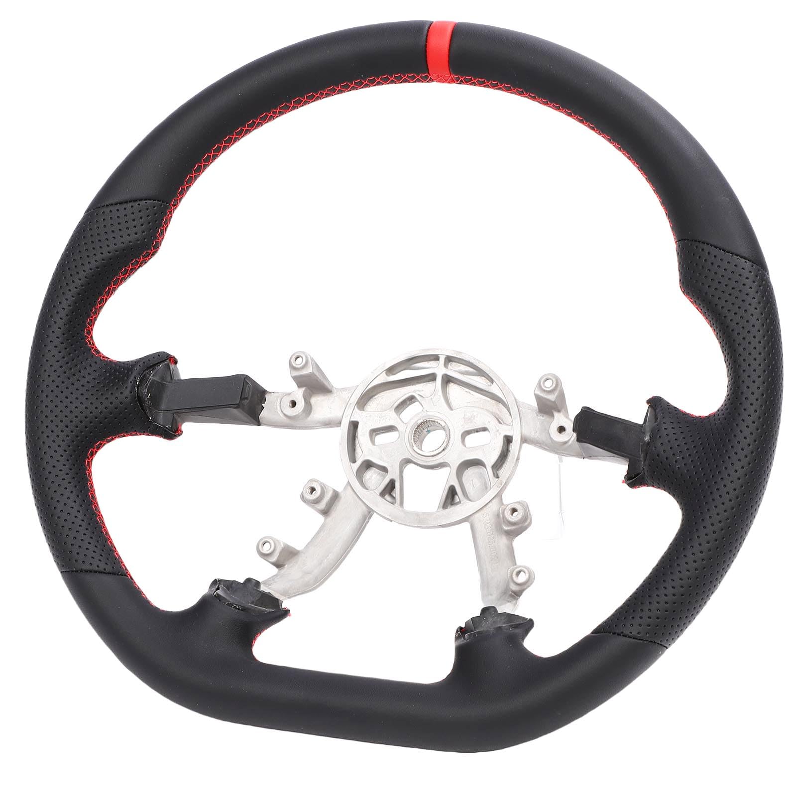 Volante da in Pelle Traforata con Prestazioni Migliorate per 1997-2004, Cuciture Rosse e Design a D con Fondo Piatto per gli Appassionati di Auto