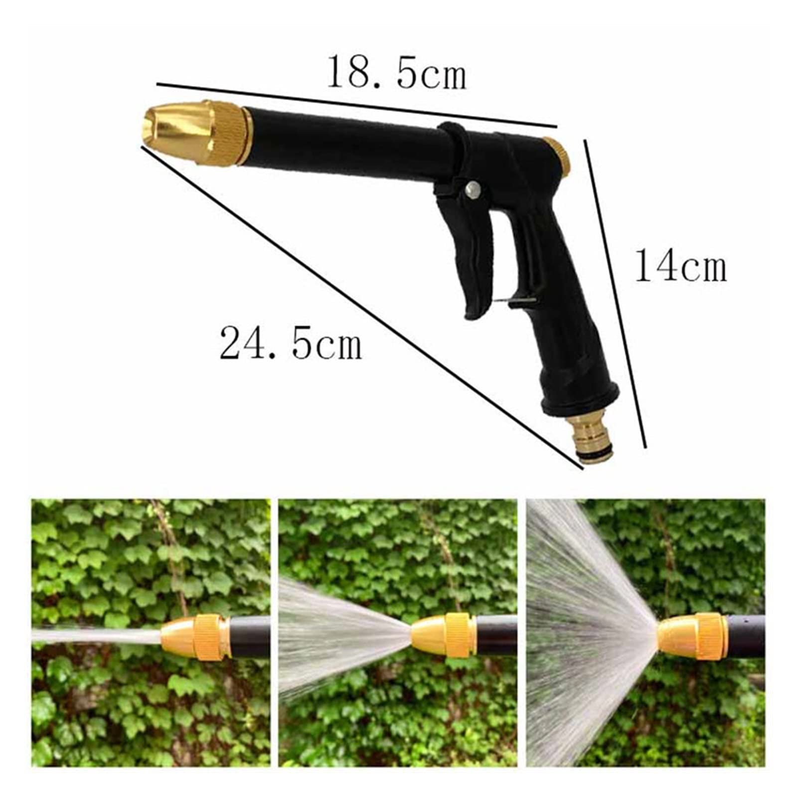 INEOUT Pistola de agua de alta presión 2021, manguera de lavado de coche ajustable de Metal, pistola de agua de espuma, rociador de riego de jardín, entrega (Color : Black Gun)