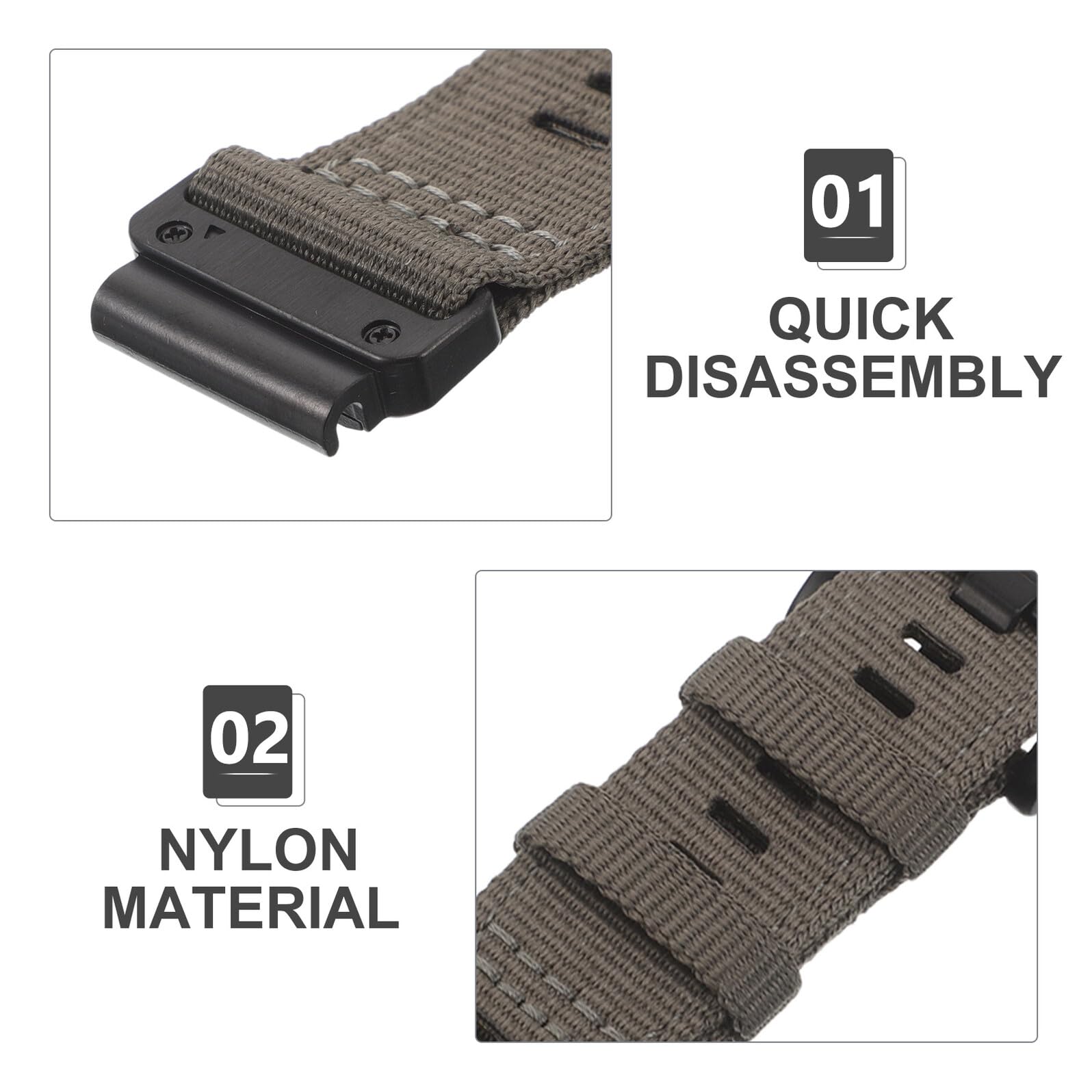 Cinturino in nylon con fibbia, cinturino sportivo resistente e sottile per uomo e donna, sostituzione rapida e sicura, 20mm, colore nero ossidiana