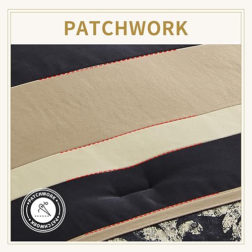 Miniatura 6 de SahSahCasa Juego de edredón Queen de 7 piezas, juego de ropa de cama de lujo sedoso reversible y esponjoso, juego de cama Queen suave, cama en una