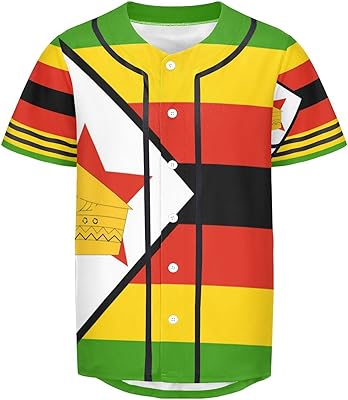 Vnurnrn Zimbabwe Flag Mens Baseball Button Down Jersey Hipster Hip Hop T Shirts