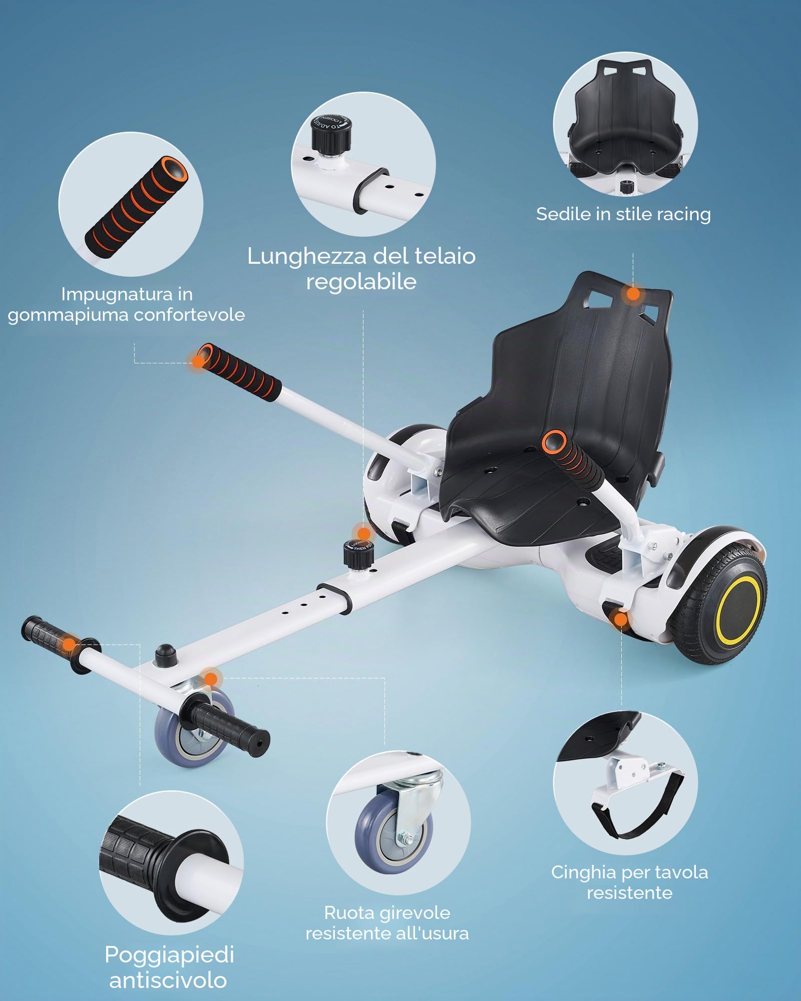 CO-Z Go-Kart Hovercart Regolabile per Hover Balance Board da 16.5 cm 20.3 cm 24.5 cm, Gyro Kart Monopattino Elettrico Accessori di Scooter a Bilanciamento Automatico