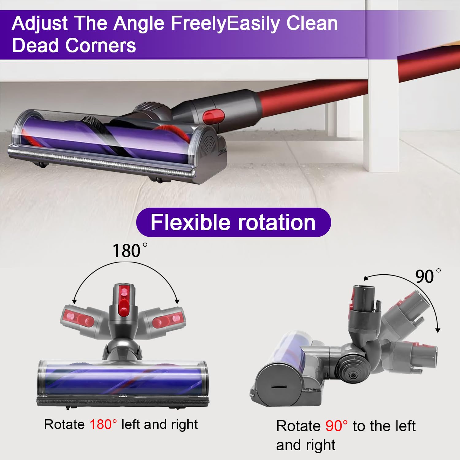 Tête de Brosse pour Dyson V10 V11 V7 V8 V15, Buse de sol à turbine à entraînement direct, Pièce de Remplacement pour Brosse à Rouleau,Remplacement Brosse pour Sols Durs et Moquettes