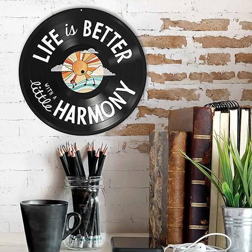 Miniatura 5 de Life is Better With a Little Harmony - Letrero de metal vintage para oficina, sala de música o dormitorio