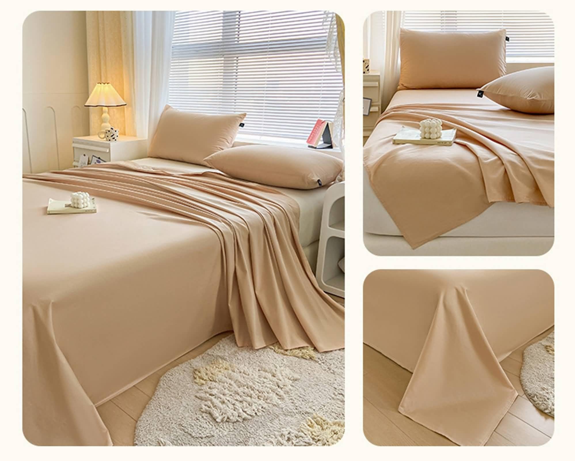 Bed Sheet - Juego de sábanas de algodón con 2 fundas de almohada de 180 x 230 cm