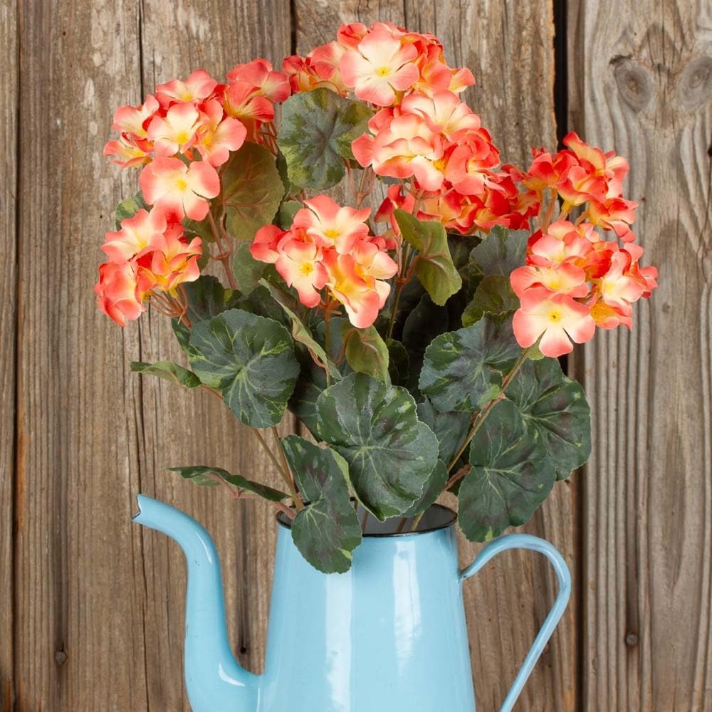 Factory Direct Craft Salmon Artificial Geranium Bush | Size: 18" L