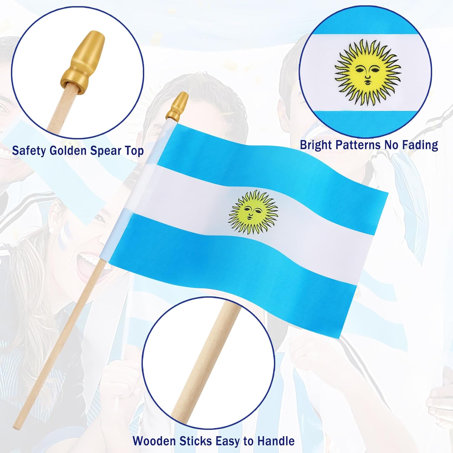 Augshy 22 Countries Spanish Speaking Flags on Stick, Small Mini Latin America Latino Hand Held Flags for Heritage Hispanic Month Decoration 8.2x5.5 Inch - Image 4